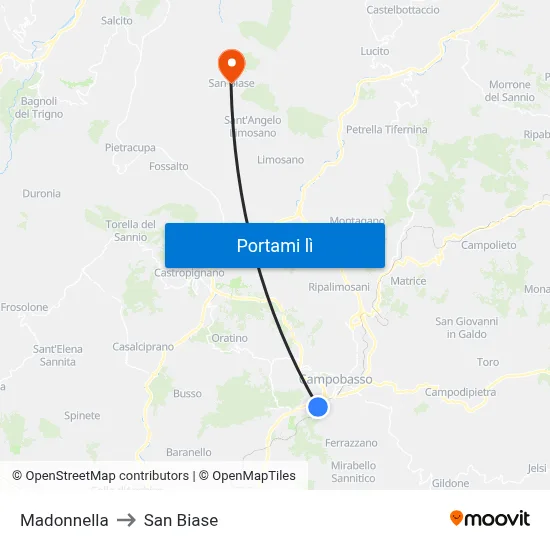 Madonnella to San Biase map