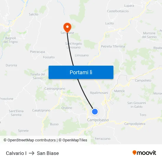Calvario I to San Biase map