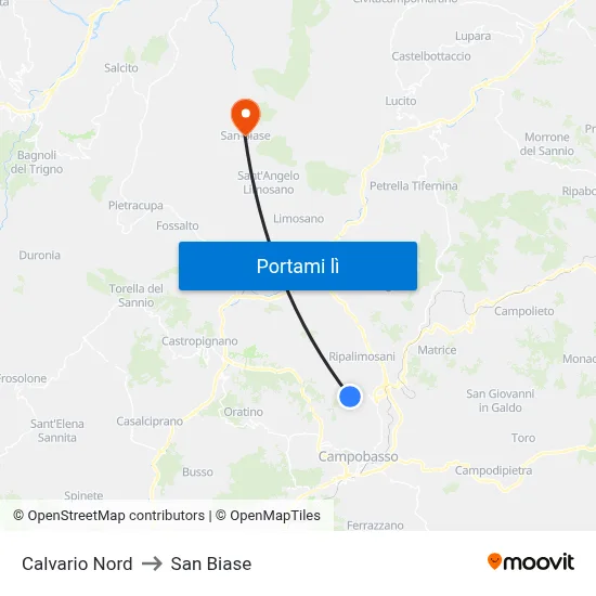 Calvario Nord to San Biase map