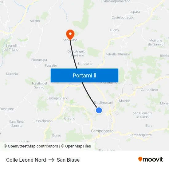 Colle Leone Nord to San Biase map