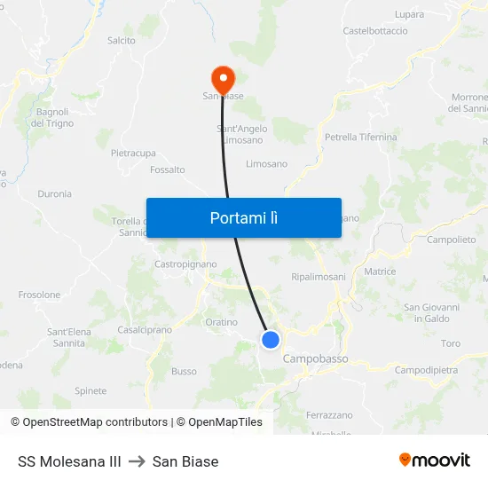 SS Molesana III to San Biase map