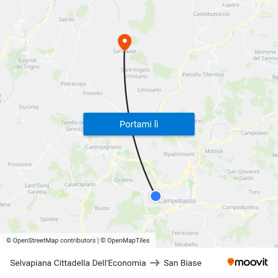 Selvapiana Cittadella Dell'Economia to San Biase map