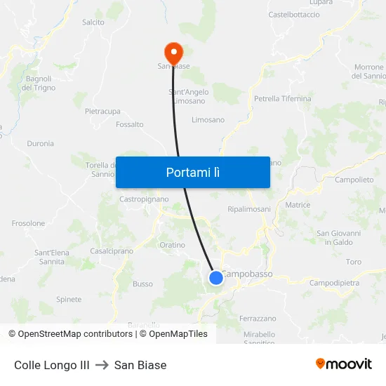 Colle Longo III to San Biase map