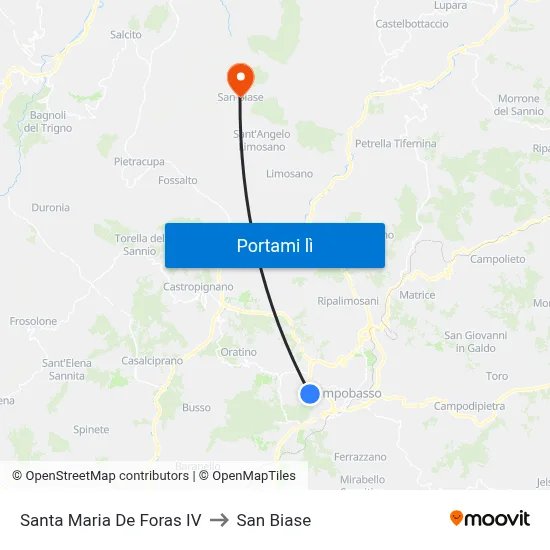 Santa Maria De Foras IV to San Biase map
