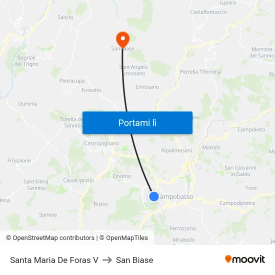 Santa Maria De Foras V to San Biase map