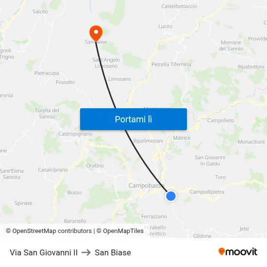 Via San Giovanni II to San Biase map