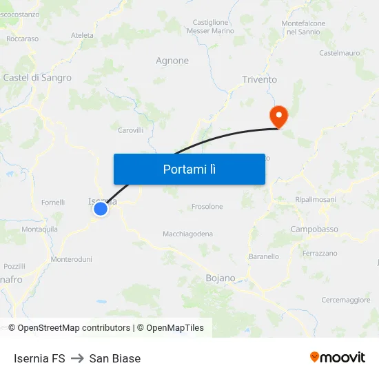 Isernia FS to San Biase map