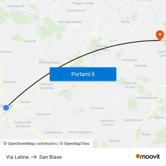 Via Latina to San Biase map