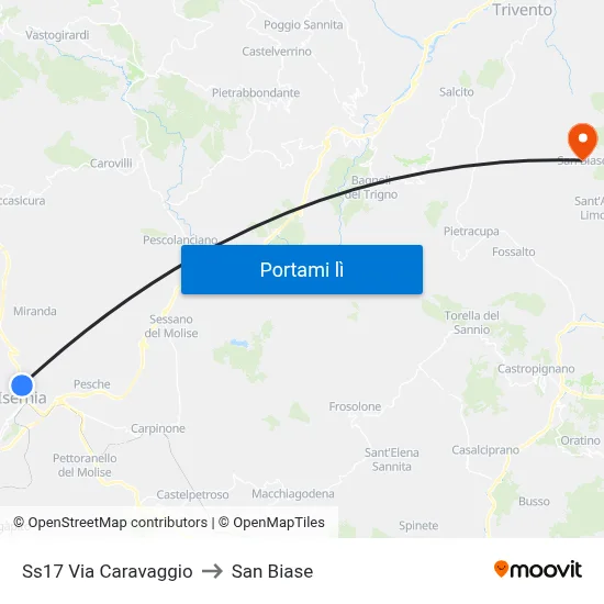 Ss17 Via Caravaggio to San Biase map