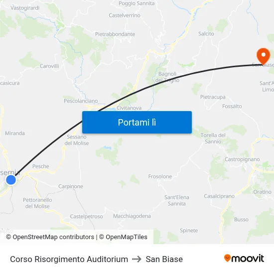 Corso Risorgimento Auditorium to San Biase map