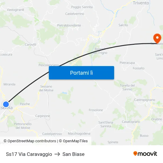 Ss17 Via Caravaggio to San Biase map