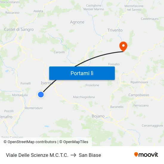 Viale Delle Scienze M.C.T.C. to San Biase map