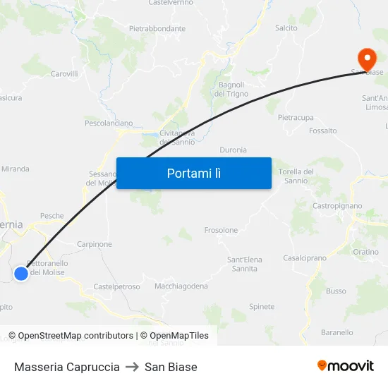 Masseria Capruccia to San Biase map
