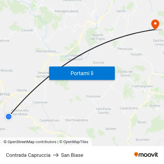 Contrada Capruccia to San Biase map