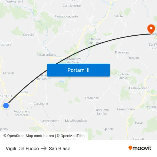 Vigili Del Fuoco to San Biase map