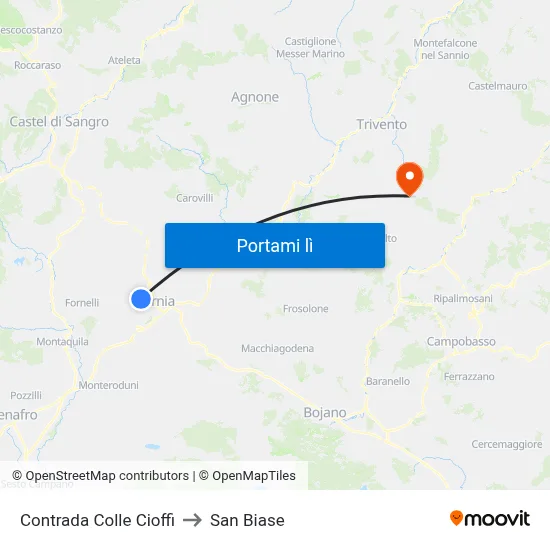 Contrada Colle Cioffi to San Biase map