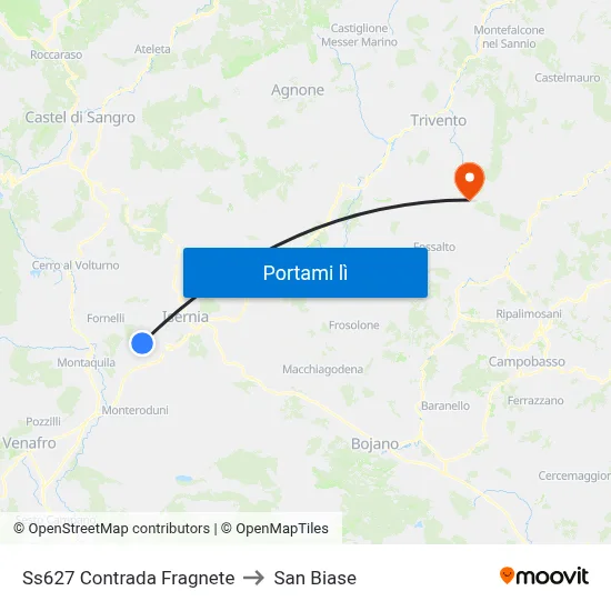 Ss627 Contrada Fragnete to San Biase map