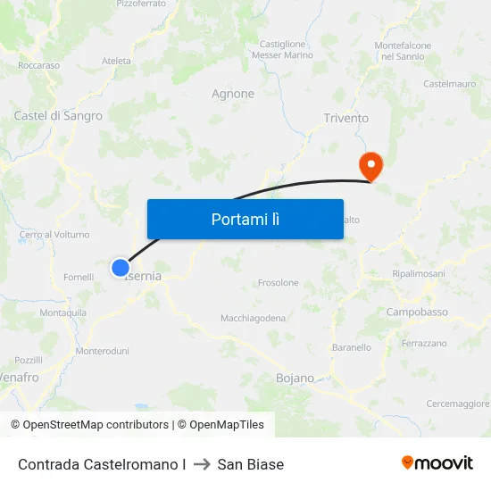 Contrada Castelromano I to San Biase map