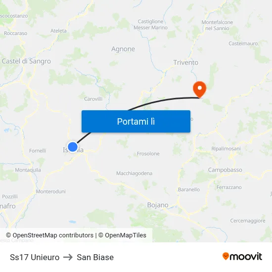 Ss17 Unieuro to San Biase map