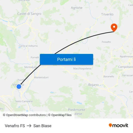Venafro FS to San Biase map