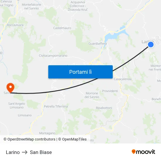 Larino to San Biase map