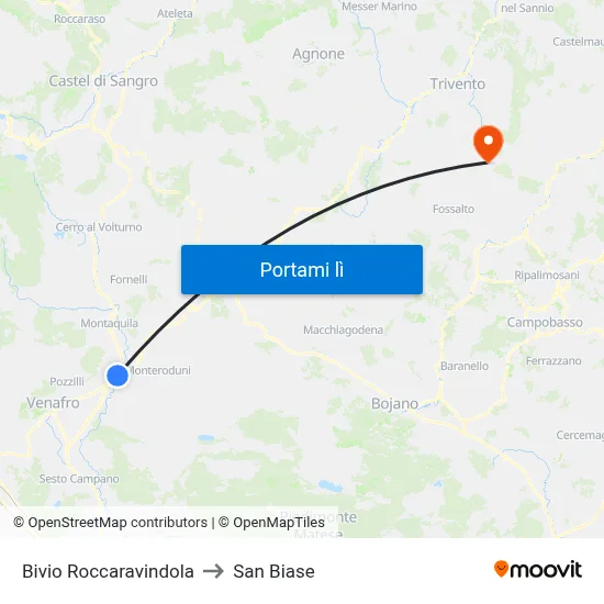 Bivio Roccaravindola to San Biase map