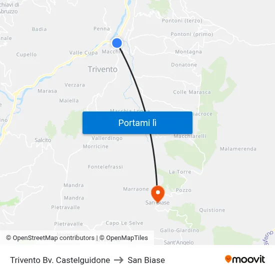 Trivento Bv. Castelguidone to San Biase map