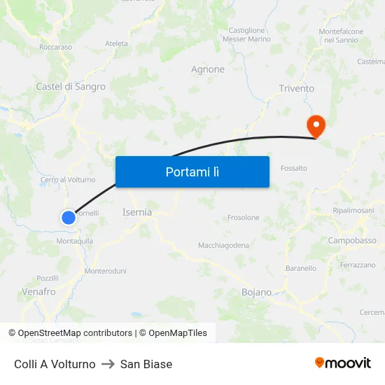 Colli A Volturno to San Biase map