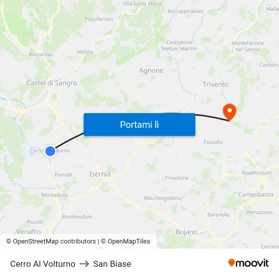Cerro Al Volturno to San Biase map