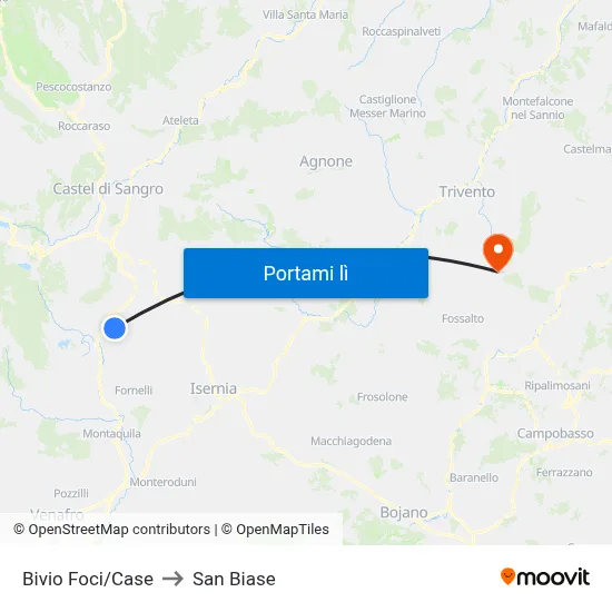 Bivio Foci/Case to San Biase map