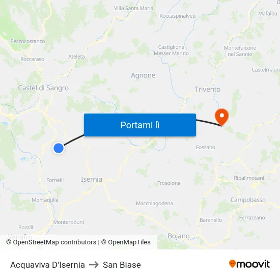 Acquaviva D'Isernia to San Biase map