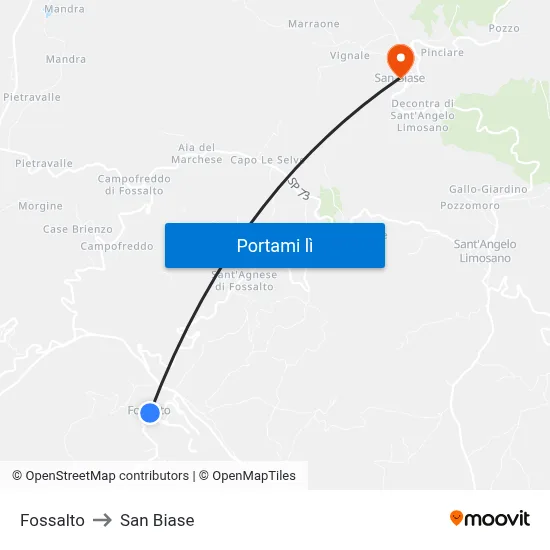 Fossalto to San Biase map