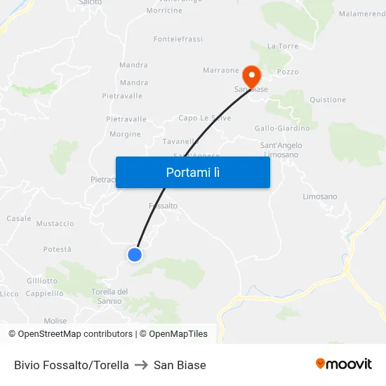Bivio Fossalto/Torella to San Biase map
