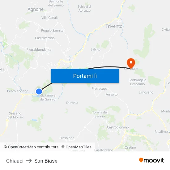 Chiauci to San Biase map