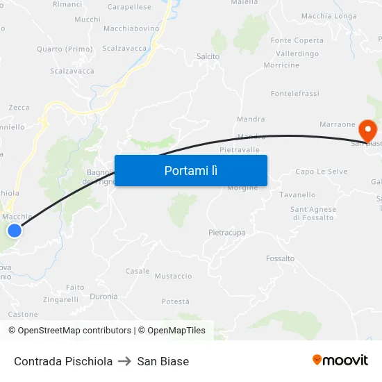 Contrada Pischiola to San Biase map