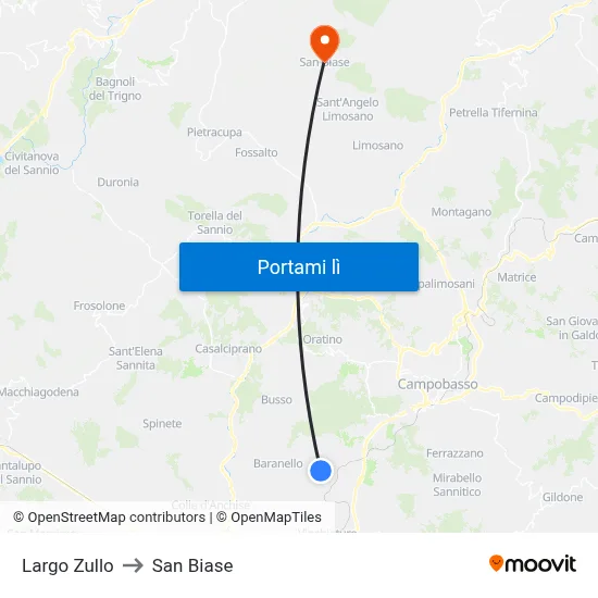 Largo Zullo to San Biase map