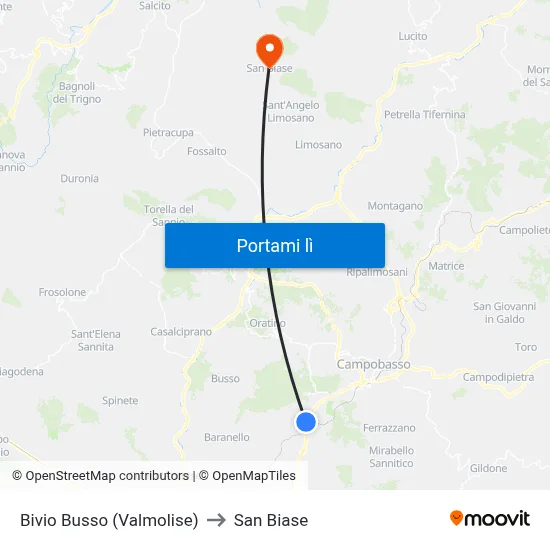 Bivio Busso (Valmolise) to San Biase map