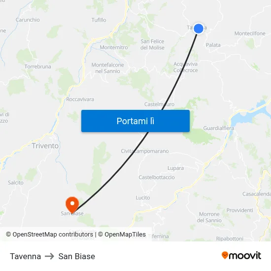 Tavenna to San Biase map
