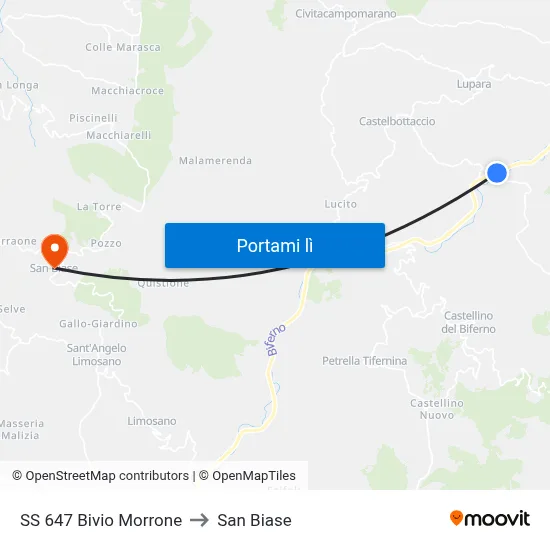 SS 647 Bivio Morrone to San Biase map