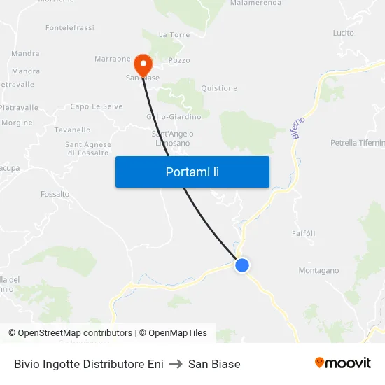 Bivio Ingotte Distributore Eni to San Biase map
