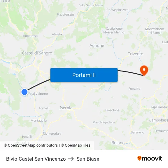 Bivio Castel San Vincenzo to San Biase map