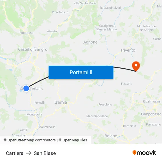 Cartiera to San Biase map