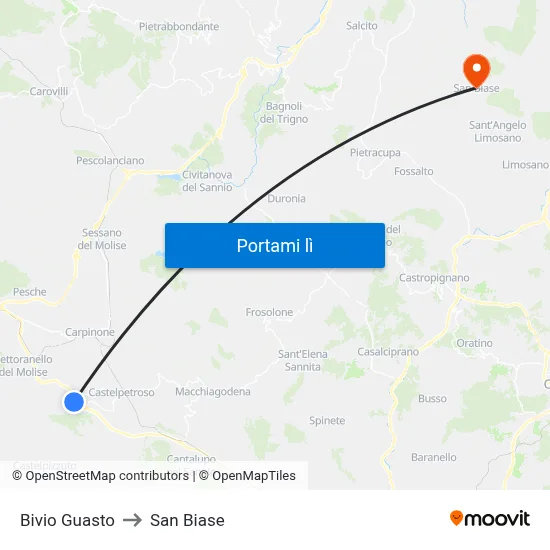 Bivio Guasto to San Biase map
