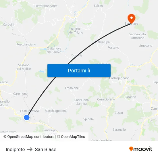 Indiprete to San Biase map