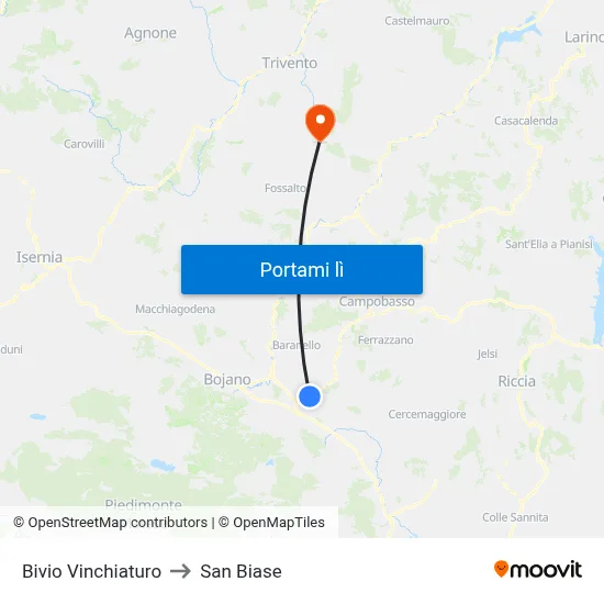 Bivio Vinchiaturo to San Biase map
