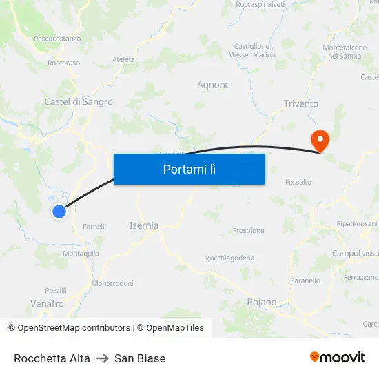 Rocchetta Alta to San Biase map