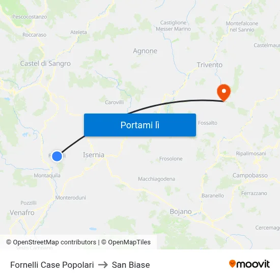 Fornelli Case Popolari to San Biase map