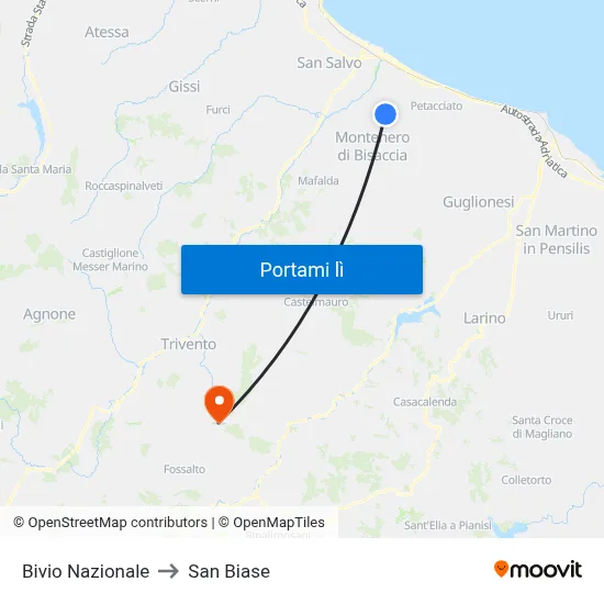 Bivio Nazionale to San Biase map
