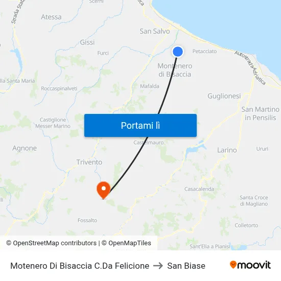 Motenero Di Bisaccia C.Da Felicione to San Biase map