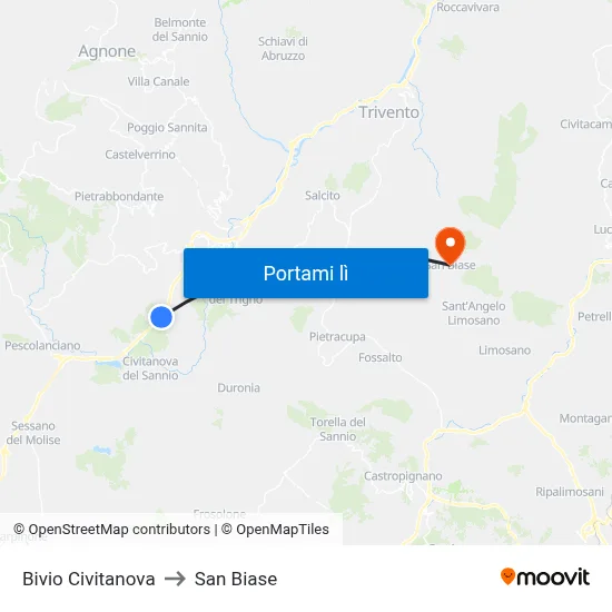 Bivio Civitanova to San Biase map